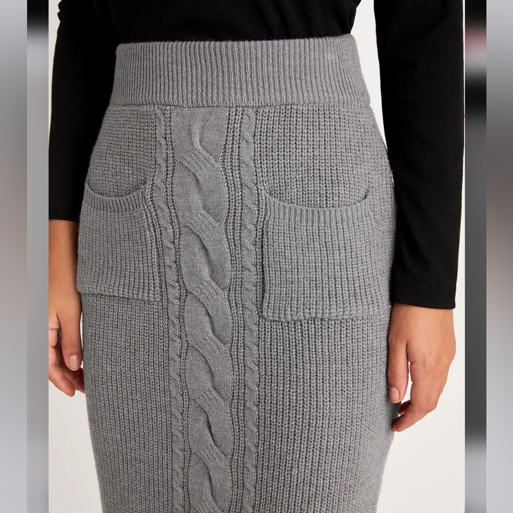 Plain High Waist Plain Sweater Skirt - Picture 5 of 10